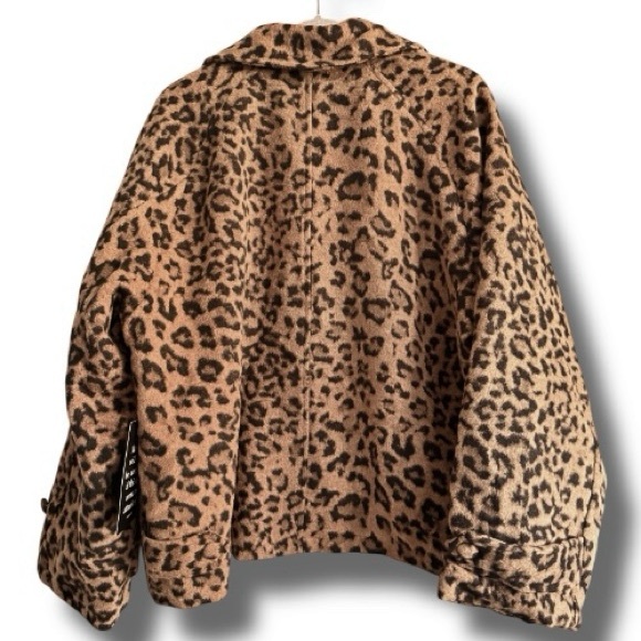 TUCKERNUCK Brushed Woolen Leopard Drew Short Trench Coat Size XL NWT - Picture 7 of 11